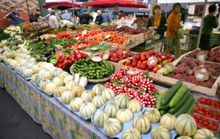 Local produce market in Lagorce