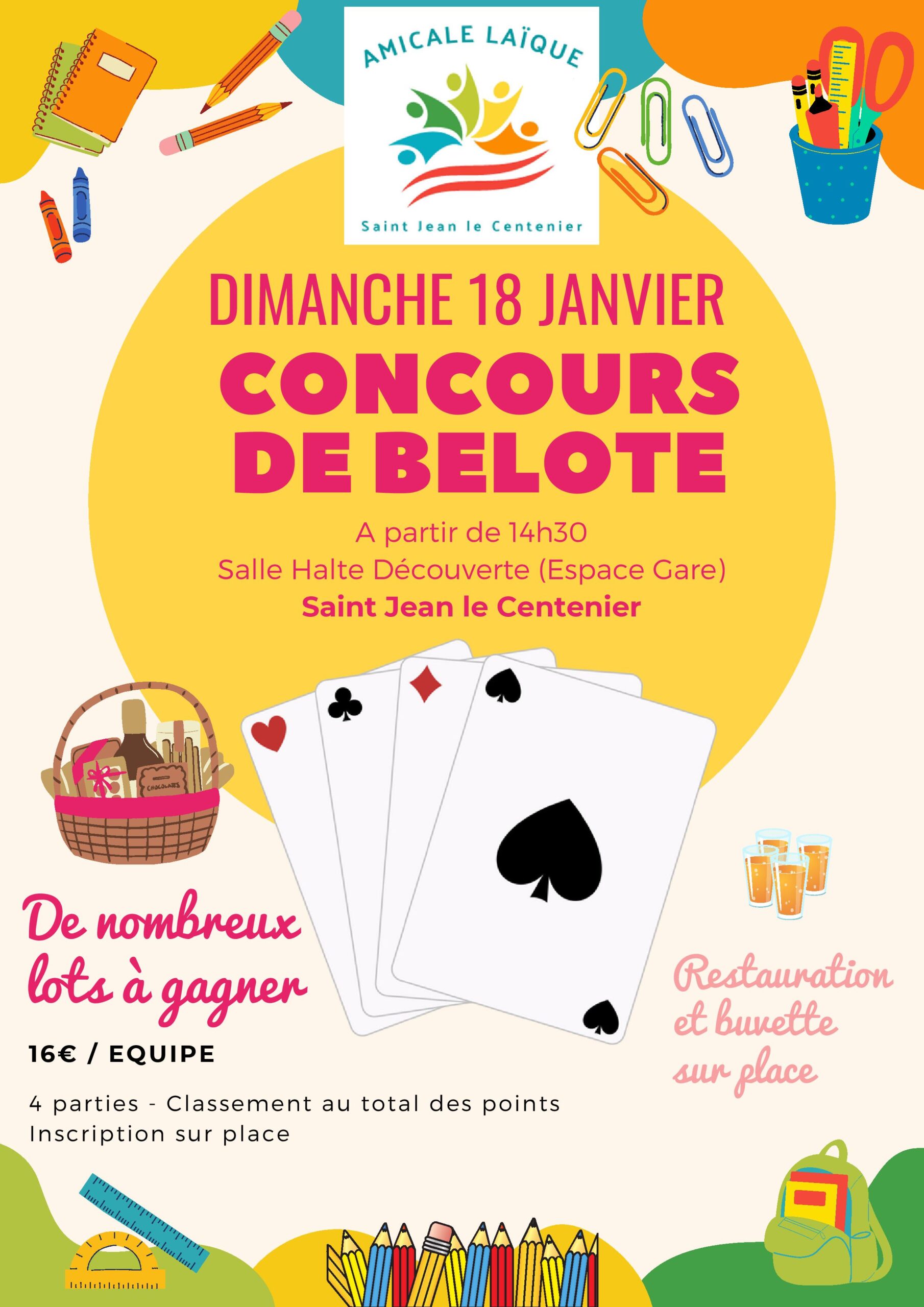 Concours de Belote de l'Amicale Laïque à Saint-Jean-le-Centenier