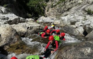 La chenille en canyoning en Lozère