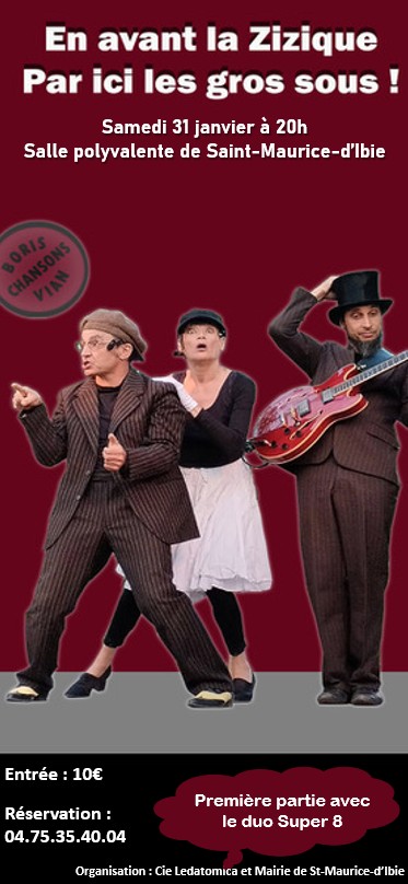 Spectacle/concert de reprises de chansons de Boris Vian à Saint-Maurice-d'Ibie