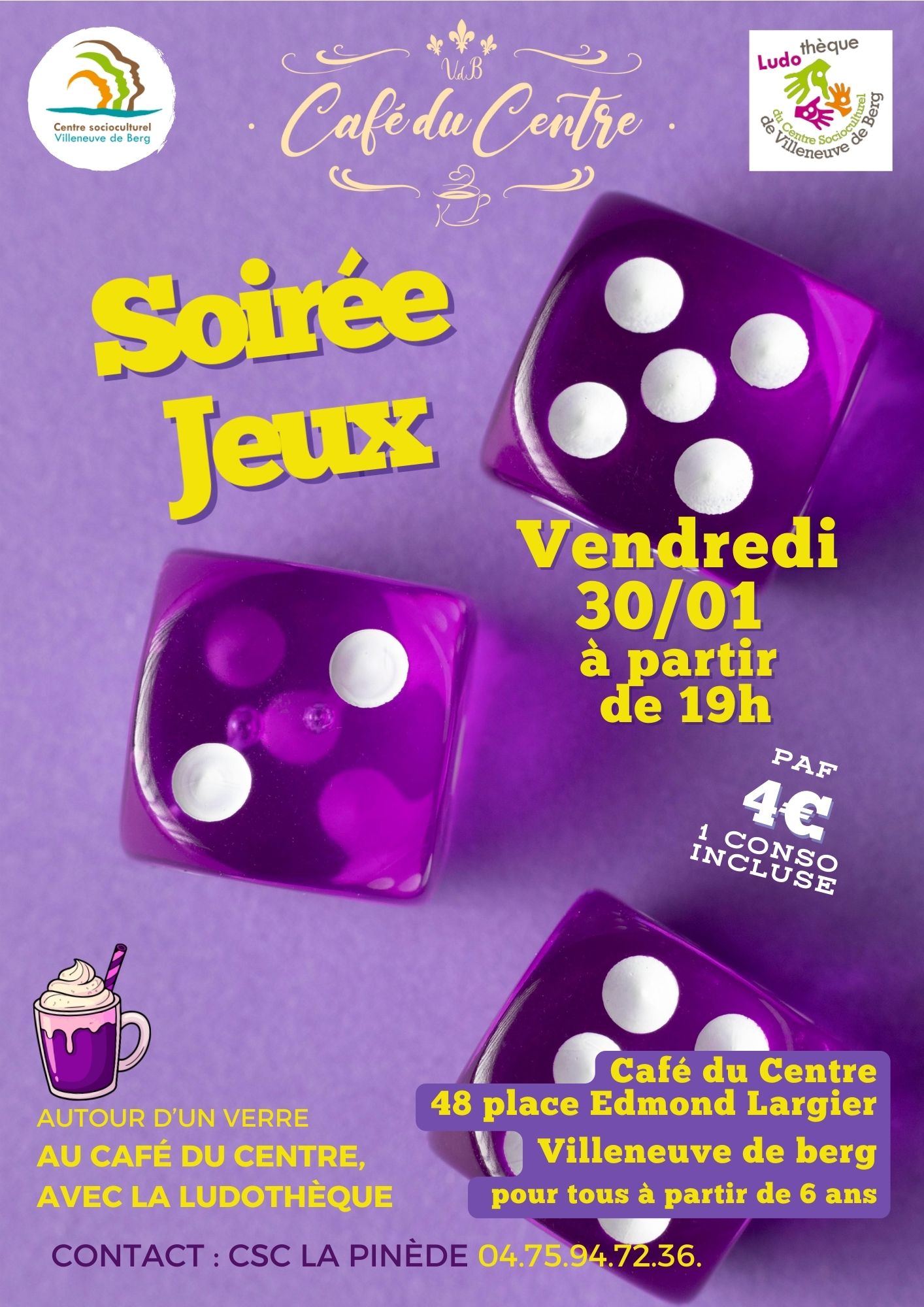 Soirée jeux au Café du Centre à Villeneuve-de-Berg