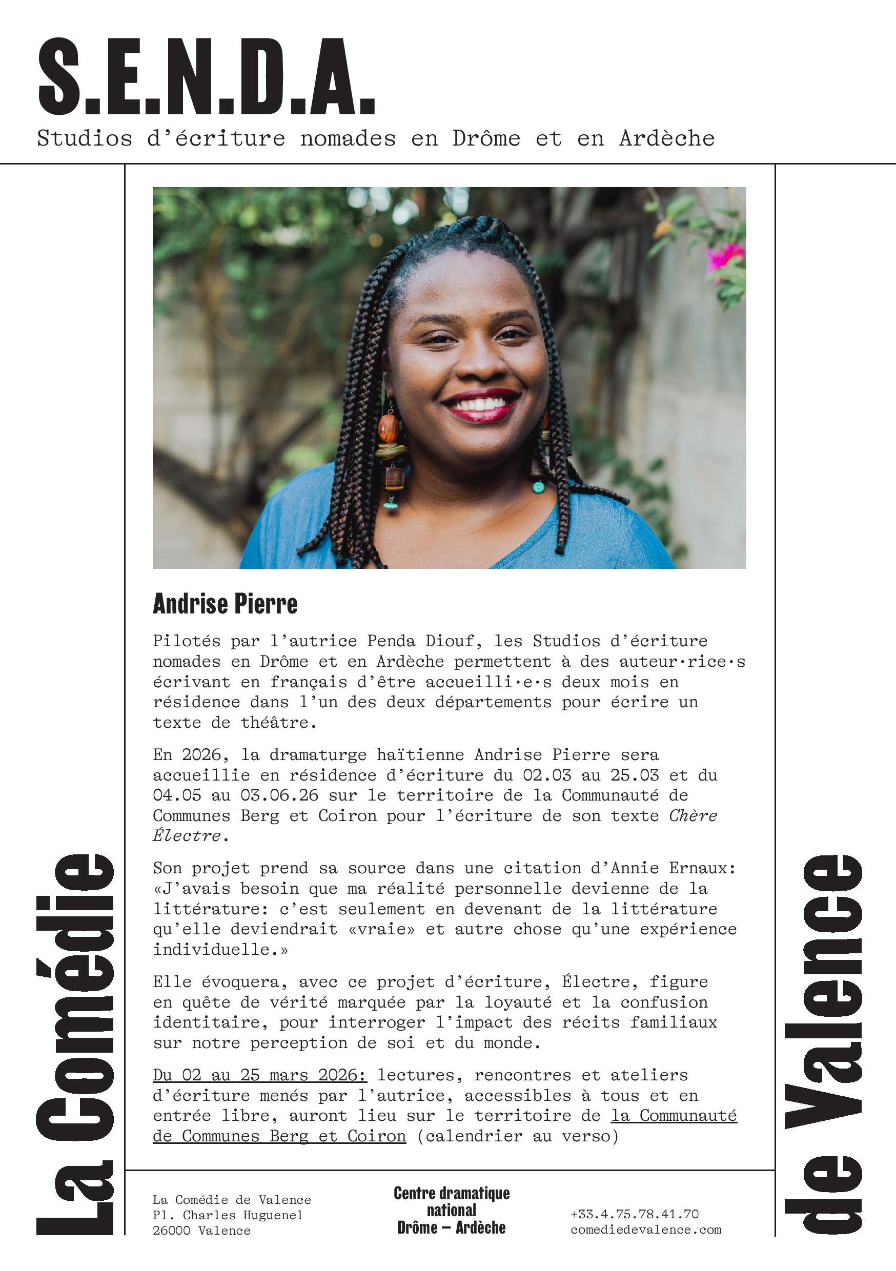 SENDA (Studios d’écriture nomades en Drôme et en Ardèche) en Berg & Coiron