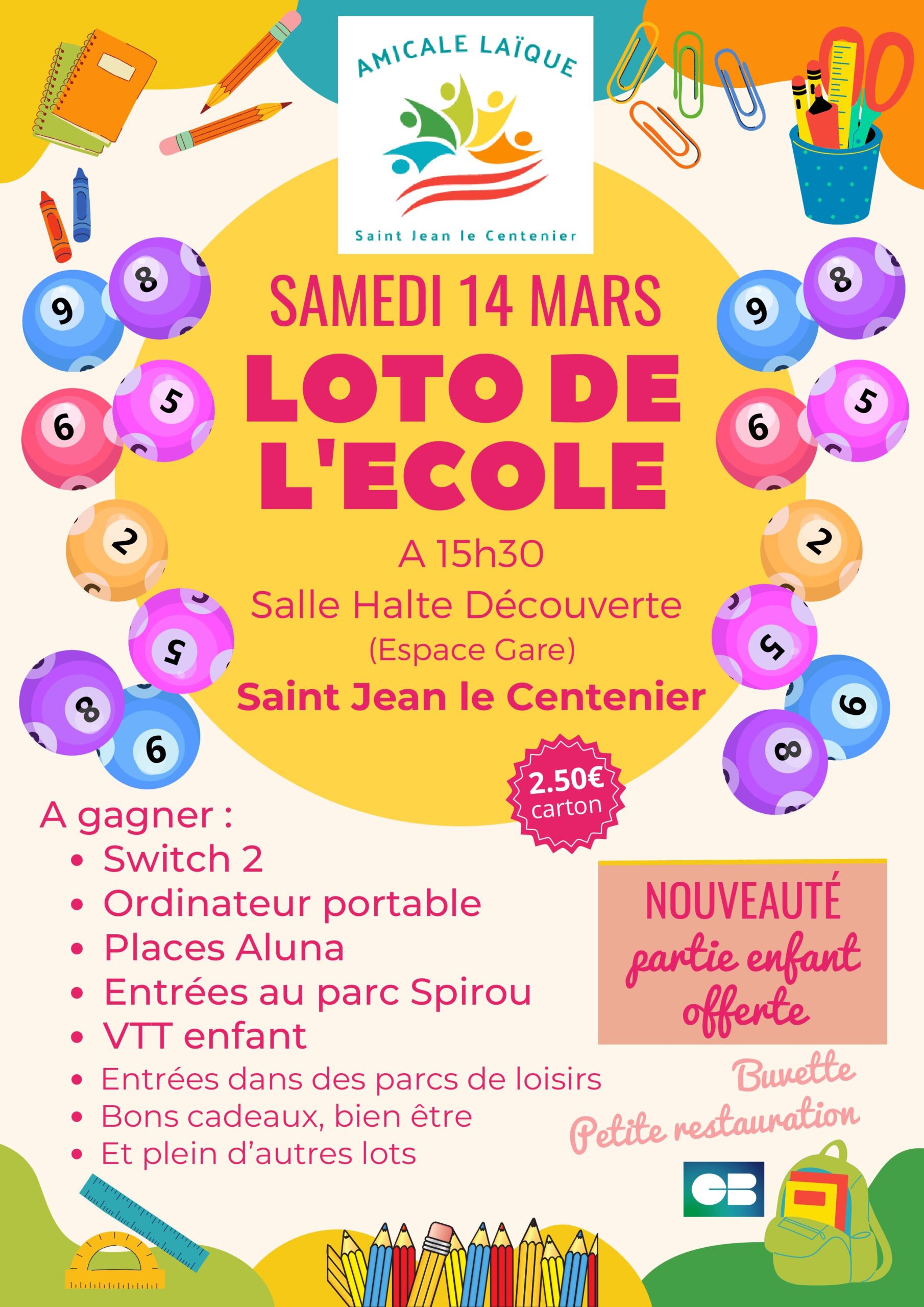 Loto de l'école à Saint-Jean-le-Centenier