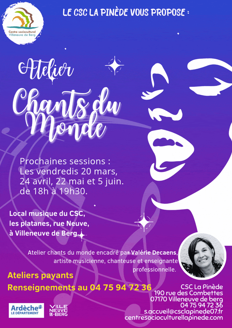 Atelier chants du monde à Villeneuve-de-Berg