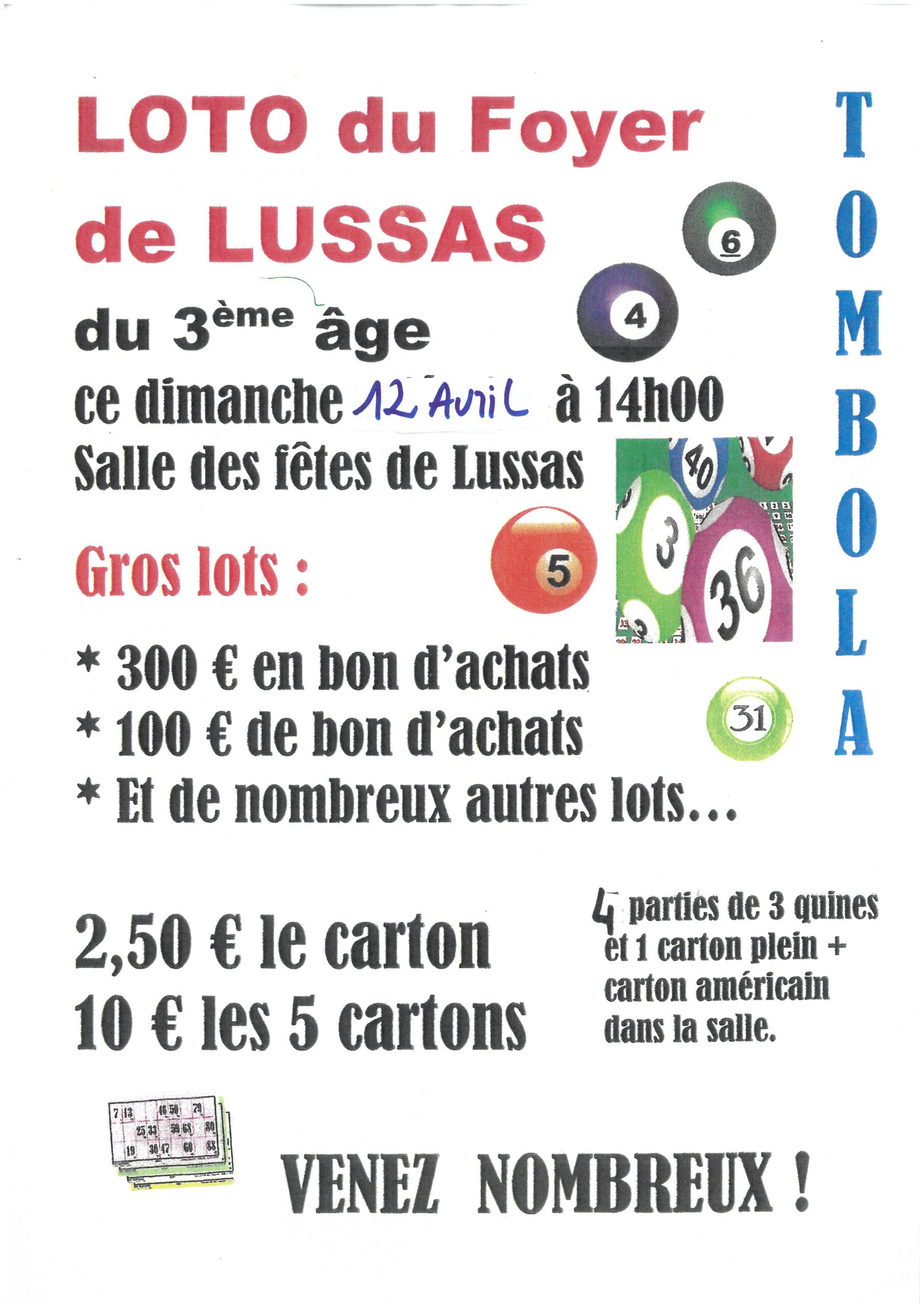 Loto du Foyer de LUSSAS du 3ème âge