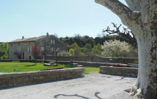 Picnic area in the village of St Maurice d'Ibie