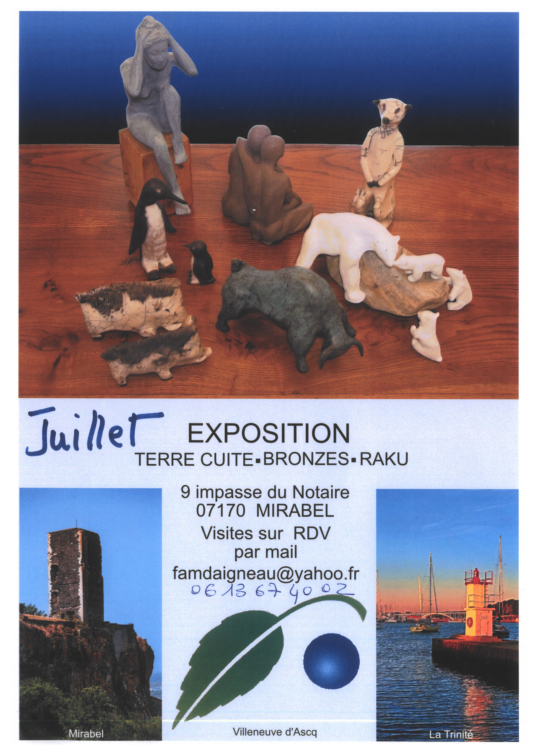 Expostion: Terre cuite, bronze, raku_Mirabel