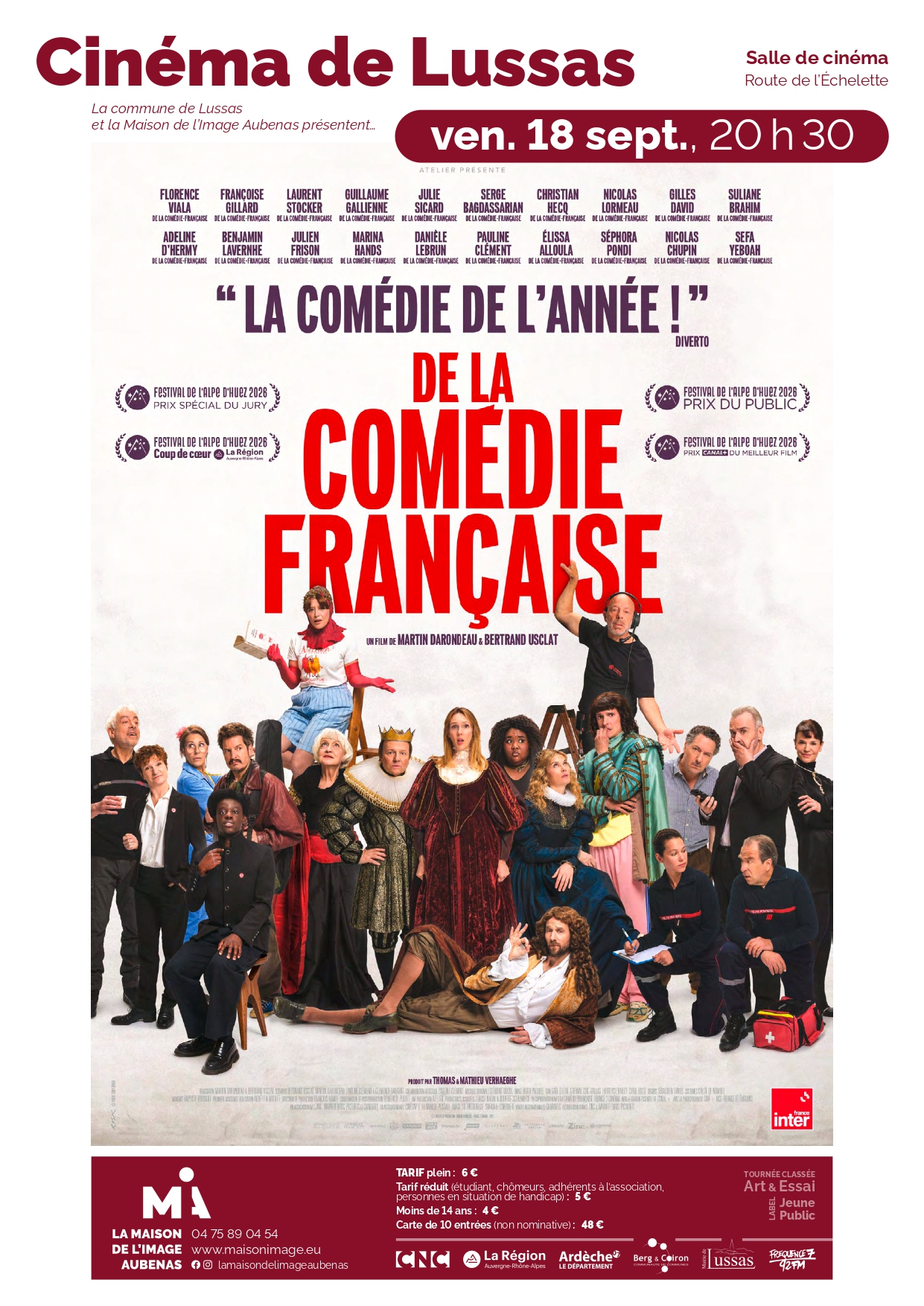 Cinéma avec "De la Comédie Française" à Lussas