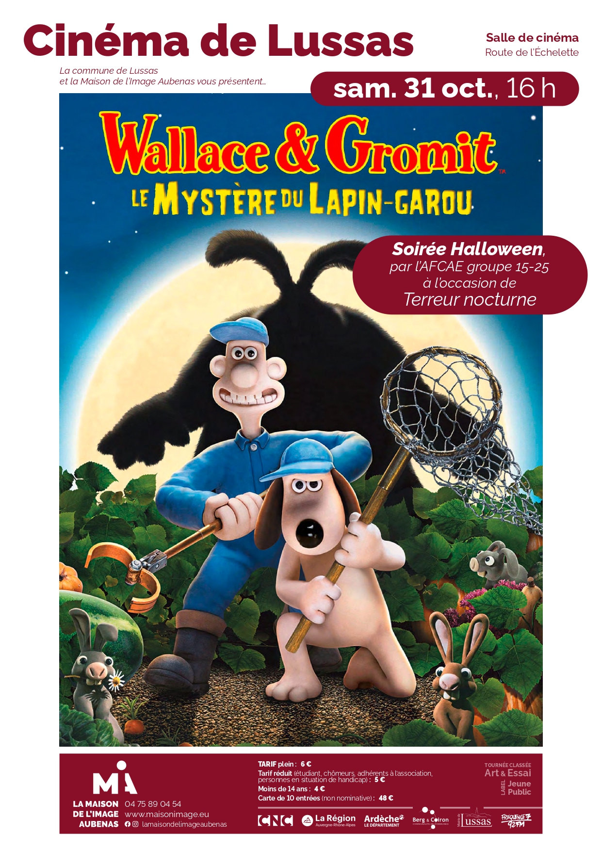 Cinéma pour Halloween avec "Wallace et Gromit, le mystère du lapin-garou" à Lussas