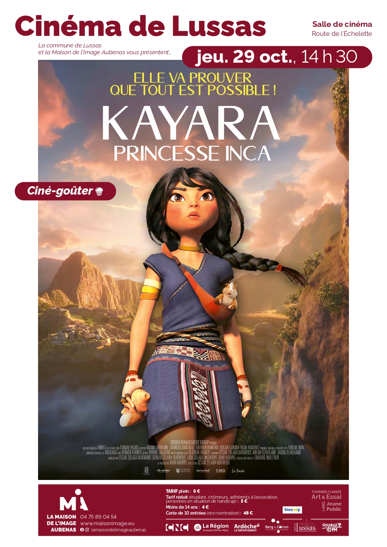 Ciné goûter avec "Kayara, princesse Inca " à Lussas