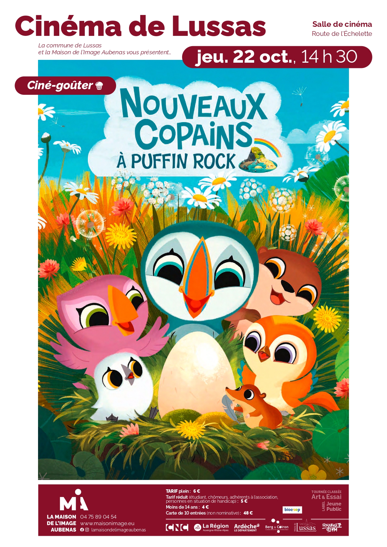 Ciné goûter avec "Nouveaux copains à Puffin Rock " à Lussas