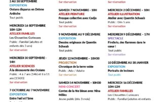 Programme fin 2026 de la médiathèque de Villeneuve de Berg