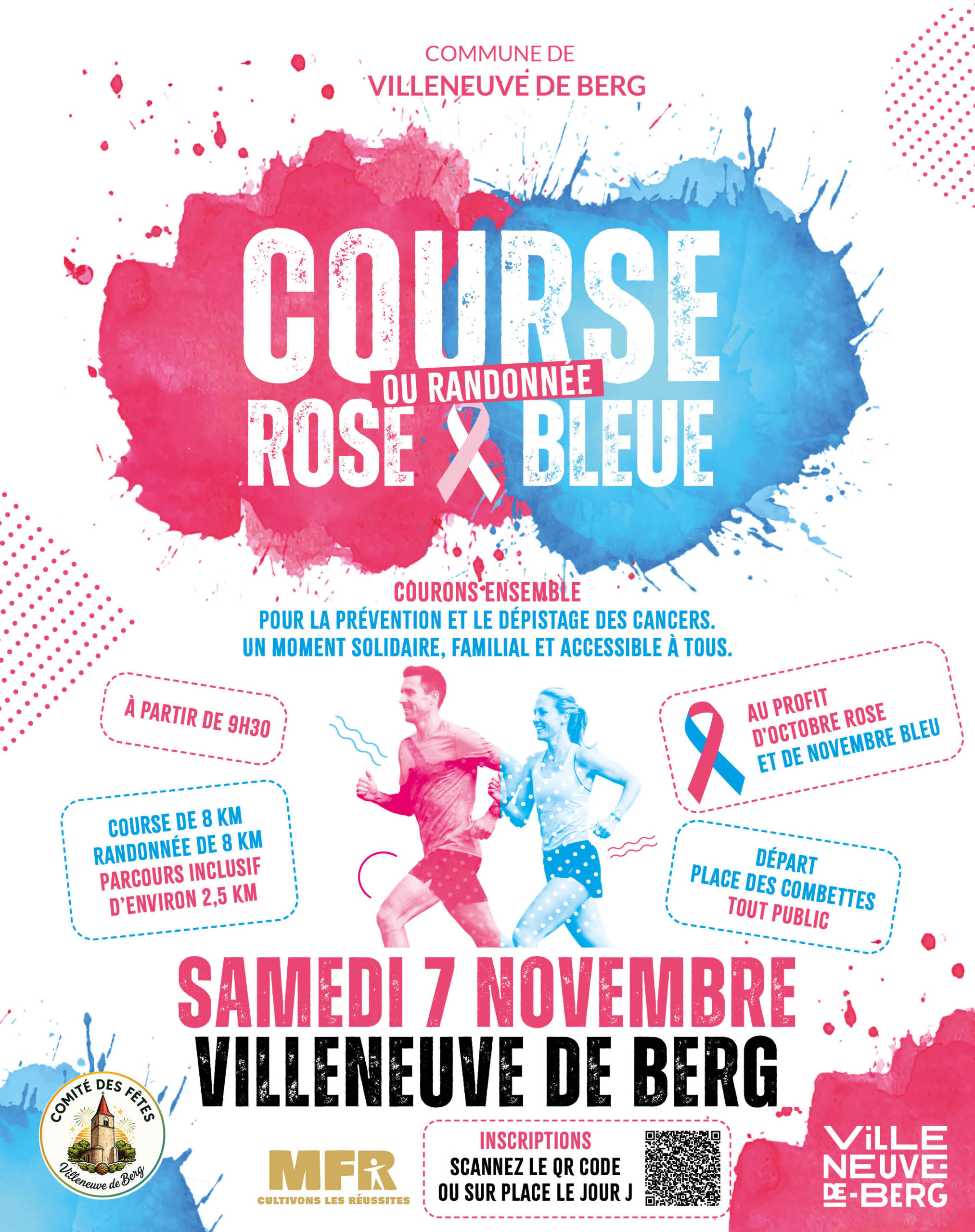 Course ou randonnée  ROSE & BLEUE dans le cadre d’Octobre Rose et Novembre Bleu à Villeneuve-de-Berg