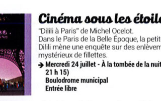 Open air cinema with the movie “Dilili à Paris” Open air cinema with the movie “Dilili à Paris”