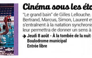 Open air cinema with the movie “Le grand bain” Open air cinema with the movie “Le grand bain”